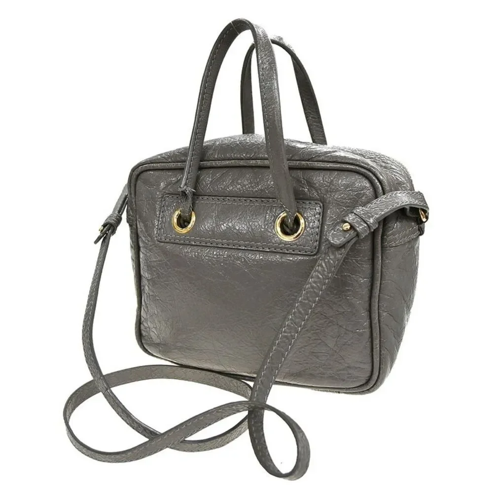 Balenciaga Blanket Square Bag Leather Gray Leather Handbag - Picture 2 of 10